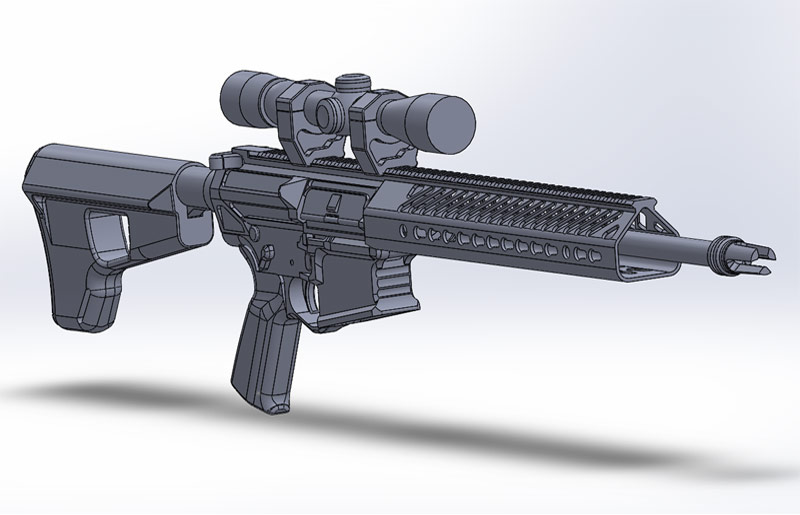 ar10 rifle firearm cad model 3d scan