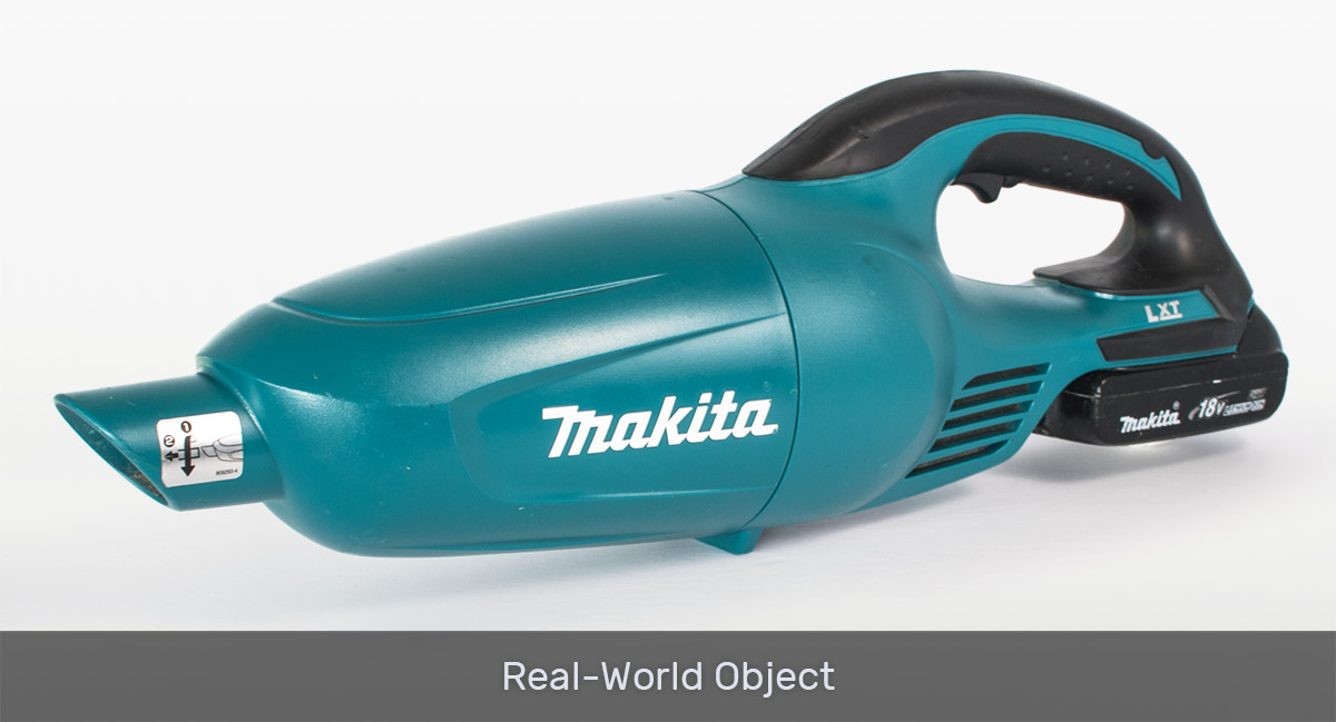 Real world 3D Scanning sample of handheld makita vacuum comparison before